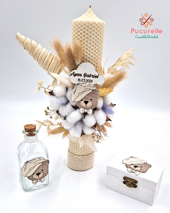 Trusou personalizat botez - 10 piese "Ursulet bej" [2]