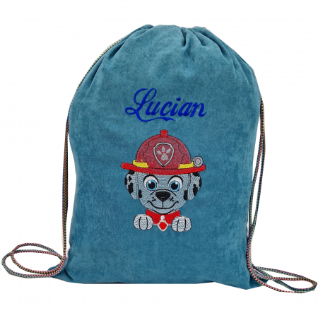 Săculeț / Ghiozdan personalizat - Săculeț roz personalizat pentru grădiniță "Marshall"