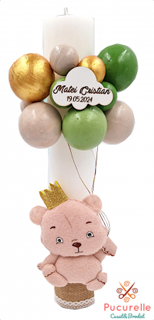 Trusou botez personalizat - 9 piese  "Ursuleț cu baloane- crem" [2]