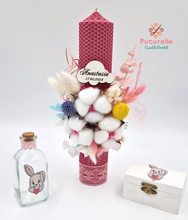 Lumânare botez "Rainbow DREAM" cu flori uscate si criogenate [1]