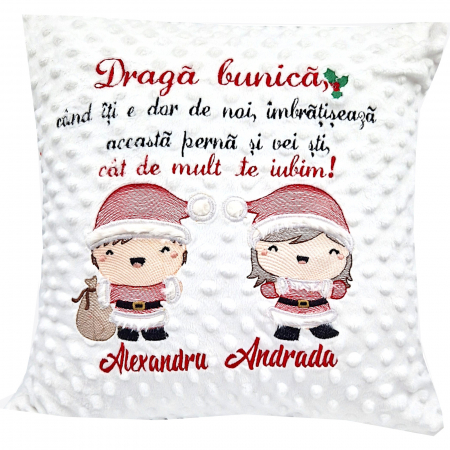 Diverse - Pernuță personalizată bunici,cu doi nepoți, „Dor de Crăciun"