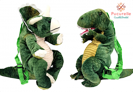 Rucsac /Ghiozdan Dinozaur T-rex verde personalizat prin brodare [1]