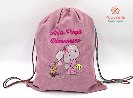 Paște - Săculeț lila personalizat pentru grădiniță "Bunny Baby"