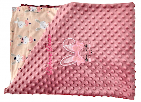 Set personalizat păturică și jucărie "Bunny All Plush" Roz vintage [1]
