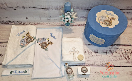 Trusou botez personalizat - 9 piese "Blue Safari" [3]