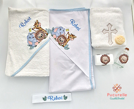 Trusou botez personalizat - 9 piese "Blue Safari" [1]