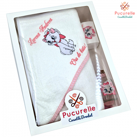 Trusou Botez - Trusou personalizat botez - 9 piese  "Pisica Marie"