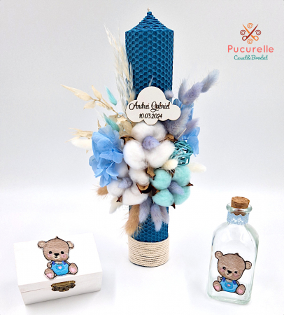Trusou botez personalizat - 11 piese "Bebe ursuleț" - Bleu [3]