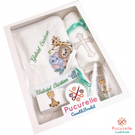 Botez - Trusou de bază personalizat pentru botez  - 7 piese "Safari"