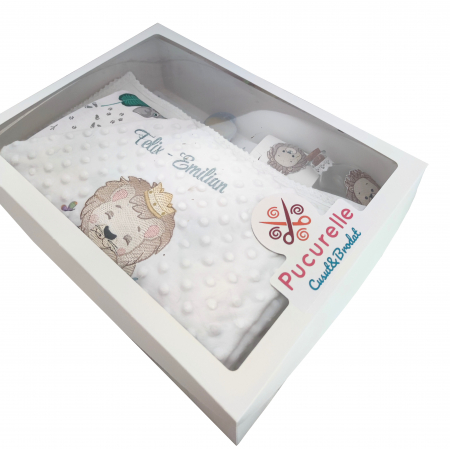Trusou botez personalizat - 9 piese "Bebe Leu"