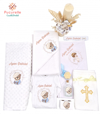 Botez - Trusou personalizat botez - 10 piese "Ursulet bej"