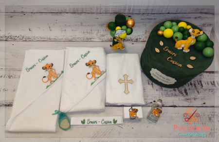 Trusou botez personalizat - 9 piese "Simba Rege Leu"