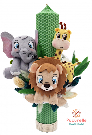 Trusou de botez personalizat pentru băieți  "Safari all" cu  figurine din fetru [1]