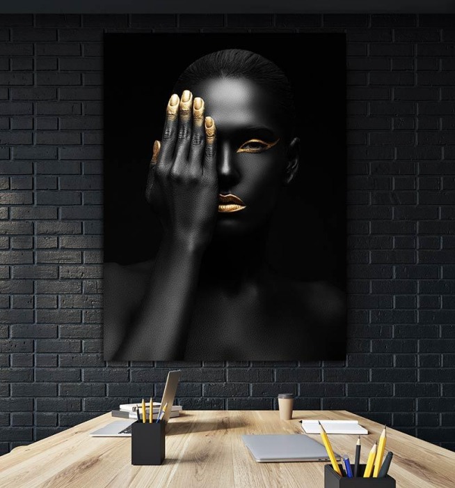 Tablou canvas B&W Girl Gold [3]
