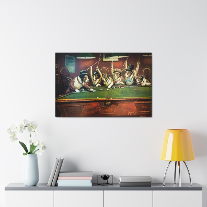 Tablou canvas Dog Playing Snooker [3]