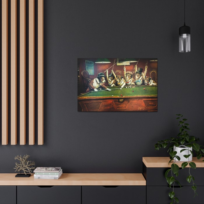 Tablou canvas Dog Playing Snooker [4]