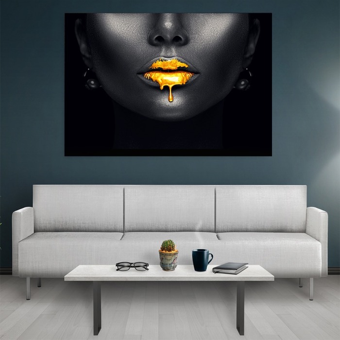 Tablou canvas Gold Lips [2]