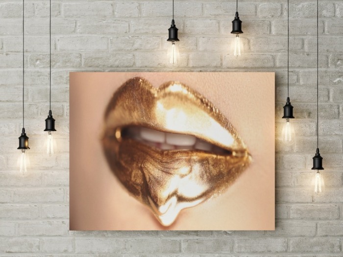 Tablou canvas Gold Lips [2]