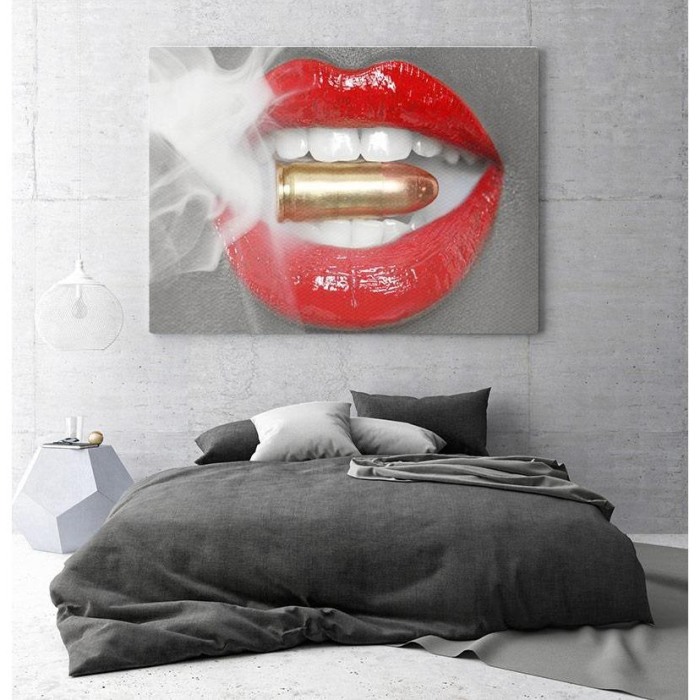 Tablou canvas Smoking Bullet Lips [3]