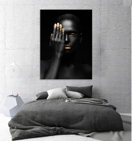 Tablou canvas B&W Girl Gold [1]