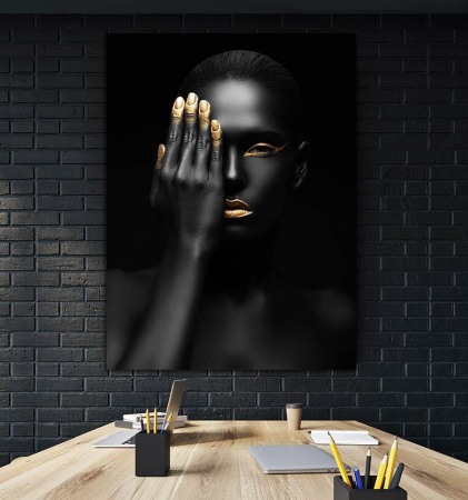 Tablou canvas B&W Girl Gold [2]