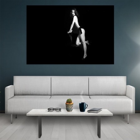 Tablou canvas Black and White Retro Girl [0]