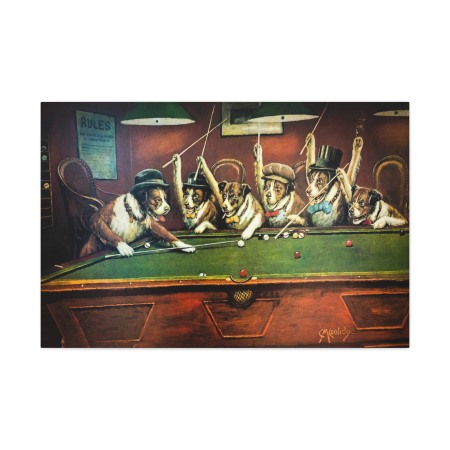 Tablou canvas Dog Playing Snooker [1]