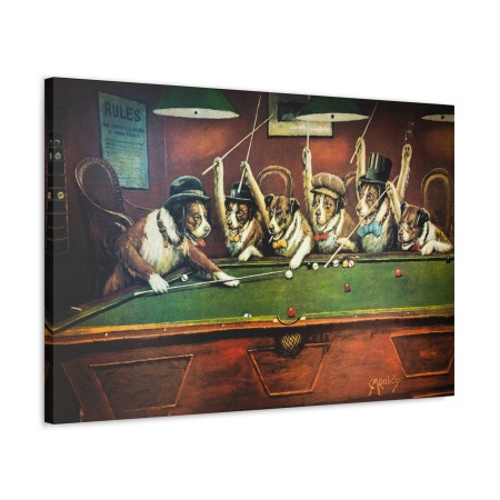 Tablou canvas Dog Playing Snooker Tablouri Canvas - Tablou canvas Dog Playing Snooker