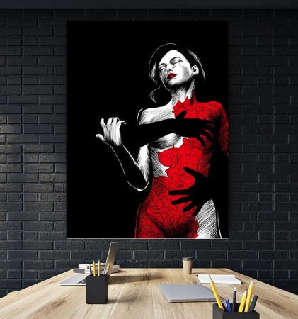 Tablou canvas Girl Black and Red [0]