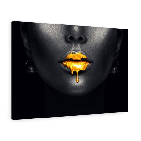 Tablou canvas Gold Lips Tablouri Black & Gold - Tablou canvas Gold Lips