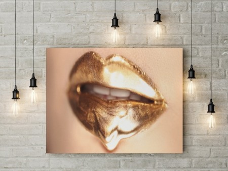 Tablou canvas Gold Lips [1]