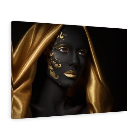 Tablou canvas Golden Scarf Girl Tablouri Black & Gold - Tablou canvas Golden Scarf Girl