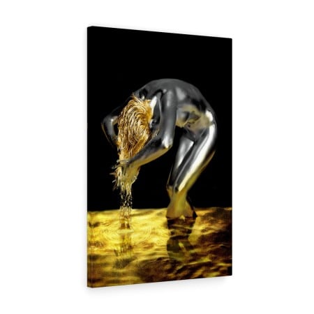 Tablou canvas Silver Gold Girl Tablouri Black & Gold - Tablou canvas Silver Gold Girl