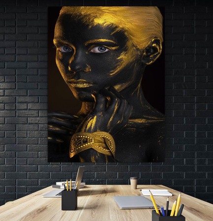 Tablou canvas Tribal Girl Gold [2]