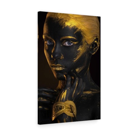 Tablou canvas Tribal Girl Gold Tablouri Black & Gold - Tablou canvas Tribal Girl Gold