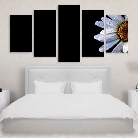 Tablou Multicanvas 5 Piese Abstract White Flowers Tablouri Multicanvas - Tablou Multicanvas 5 Piese Abstract White Flowers