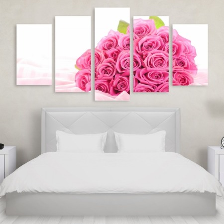 Tablou Multicanvas 5 Piese Pink Roses Tablouri Multicanvas - Tablou Multicanvas 5 Piese Pink Roses