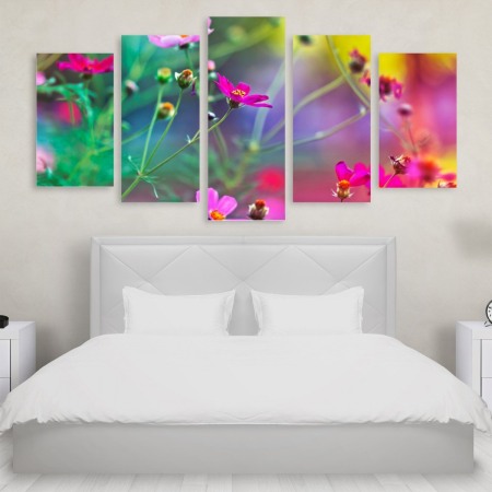 Tablou Multicanvas 5 Piese Purple Flower Tablouri Multicanvas - Tablou Multicanvas 5 Piese Purple Flower