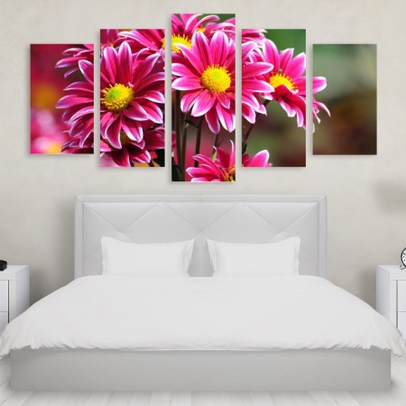 Tablou Multicanvas 5 Pink Flowers Tablouri Multicanvas - Tablou Multicanvas 5 Pink Flowers