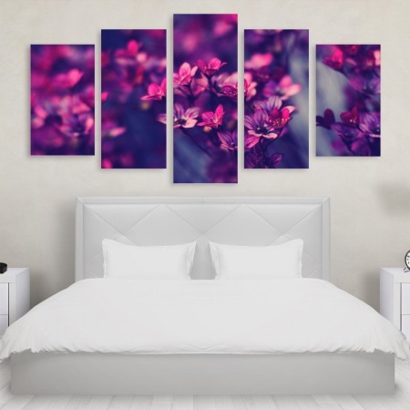 Tablou Multicanvas 5 Purple Flowers Tablouri Multicanvas - Tablou Multicanvas 5 Purple Flowers
