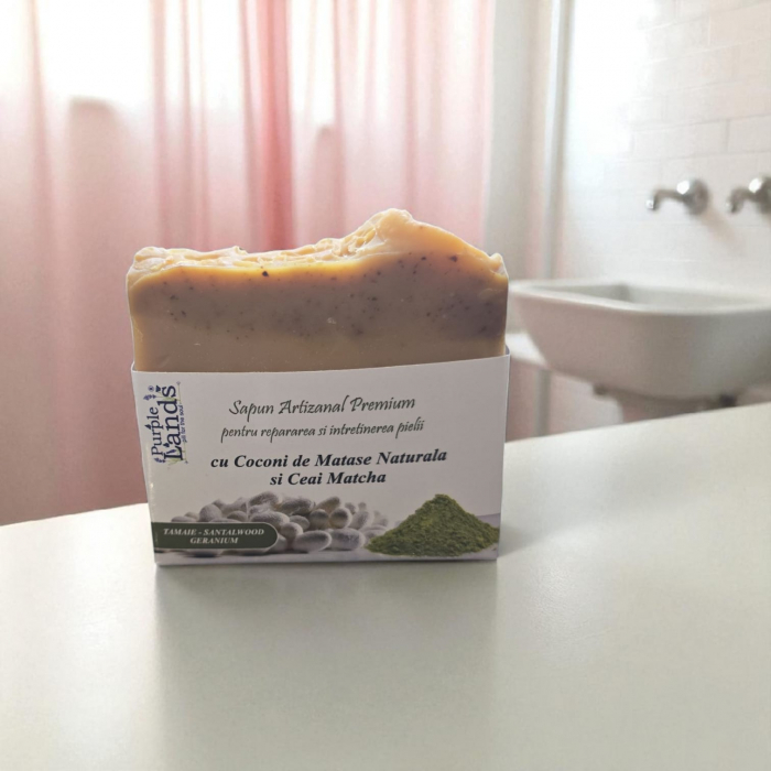Săpun Artizanal Natural cu  Coconi de Matase Naturala si Ceai Matcha [2]
