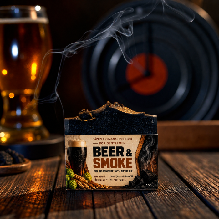 Săpun Solid Premium „Beer & Smoke” – cu Bere Neagră, Uleiuri Prețioase și Arome Lemnoase  100 g [3]