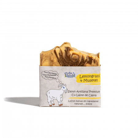Cosmetice Naturale - Săpun Artizanal Natural cu Lapte de Capră, Lemongrass și Mușețel