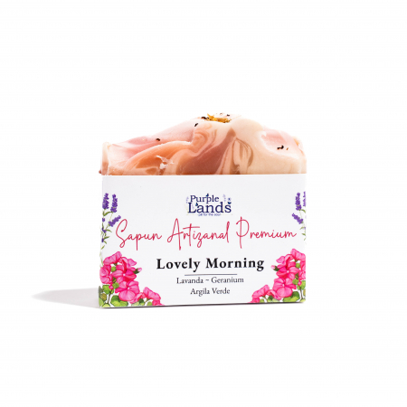 Cosmetice Naturale - Sapun de Lavanda & Geranium si Argila Verde