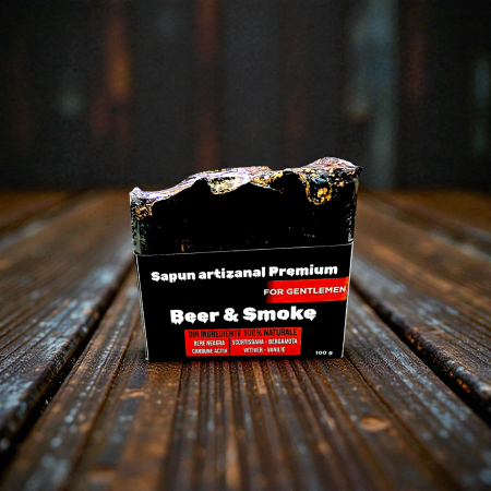 Săpun Solid Premium „Beer & Smoke” – cu Bere Neagră, Uleiuri Prețioase și Arome Lemnoase  100 g [2]