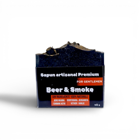 Sapun Solid Atizanal Premium - Săpun Solid Premium „Beer & Smoke” – cu Bere Neagră, Uleiuri Prețioase și Arome Lemnoase  100 g