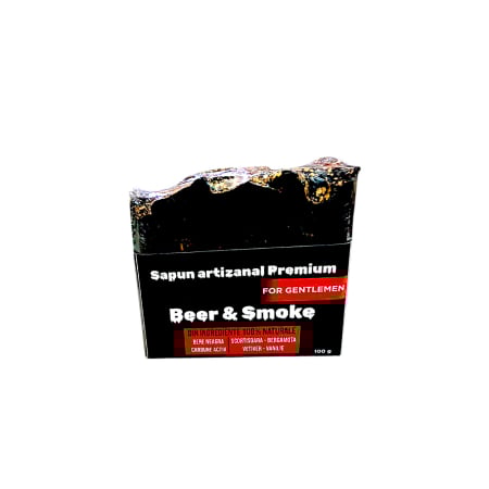 Sapun Solid Atizanal Premium - Săpun Solid Premium „Beer & Smoke” – cu Bere Neagră, Uleiuri Prețioase și Arome Lemnoase  100 g