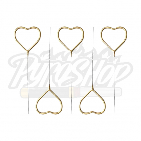 Artificii sparklers - Artificii sparklers de mana aurii inima - 24*8 cm - set 5 buc