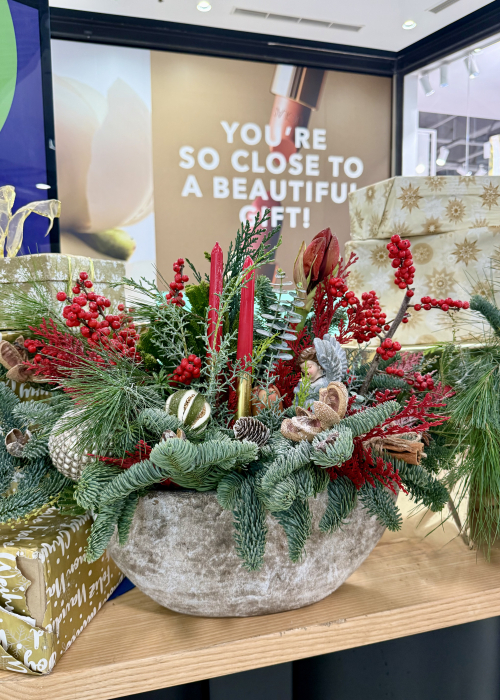 Aranjament de iarna festiv rosu cu lumanari [7]