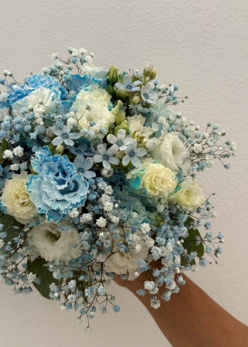 Buchet de mireasa alb albastru [6]